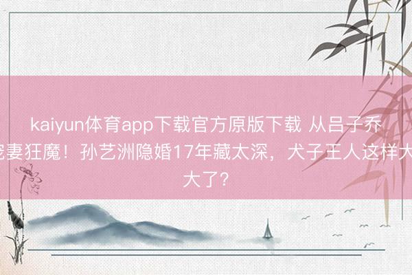 kaiyun体育app下载官方原版下载 从吕子乔到宠妻狂魔!孙艺洲隐婚17年藏太深,犬子王人这样大了?