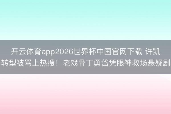 开云体育app2026世界杯中国官网下载 许凯转型被骂上热搜!老戏骨丁勇岱凭眼神救场悬疑剧